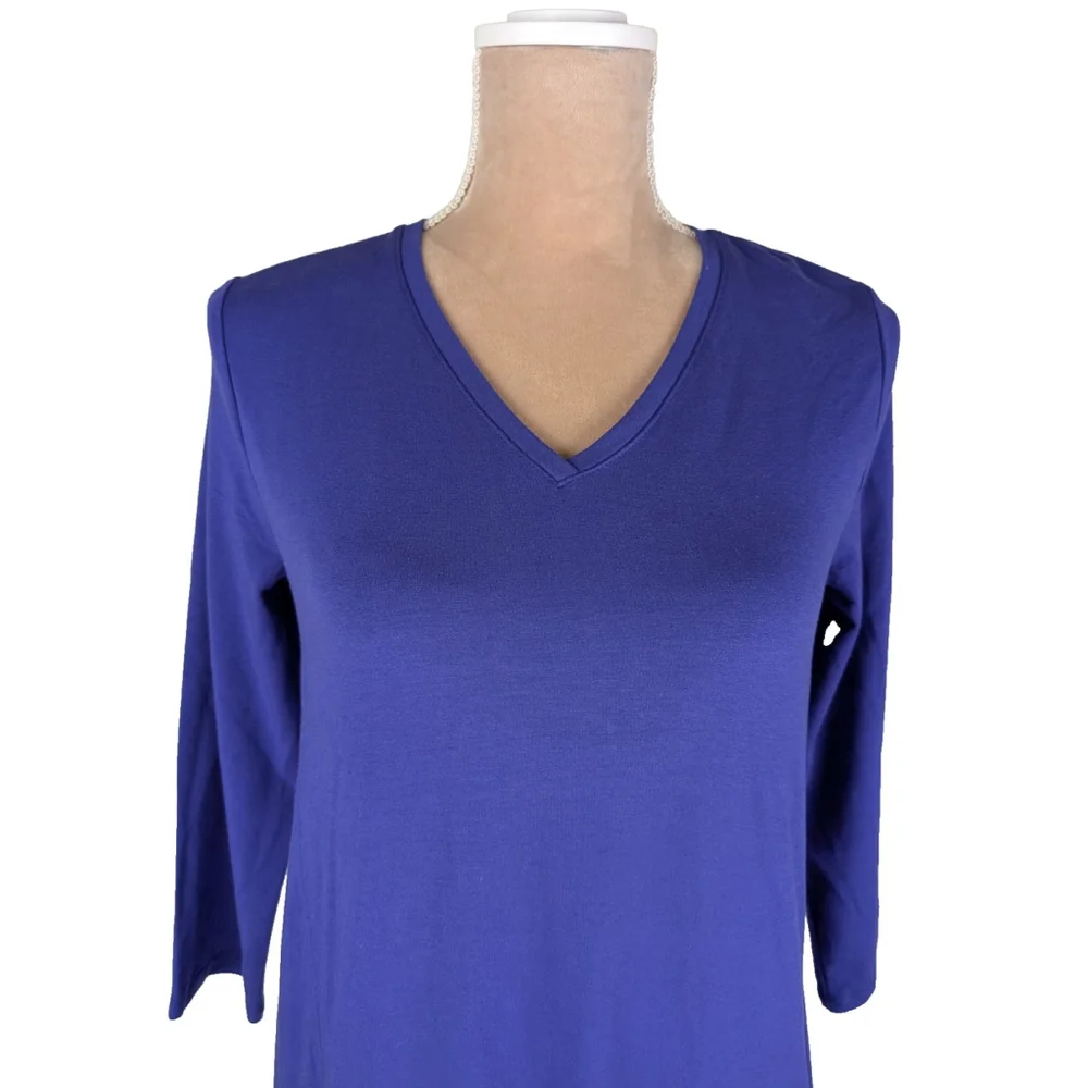 NWT Eileen Fisher 2XS Blue Knit Midi Dress Classic Staple Oversized Lagenlook